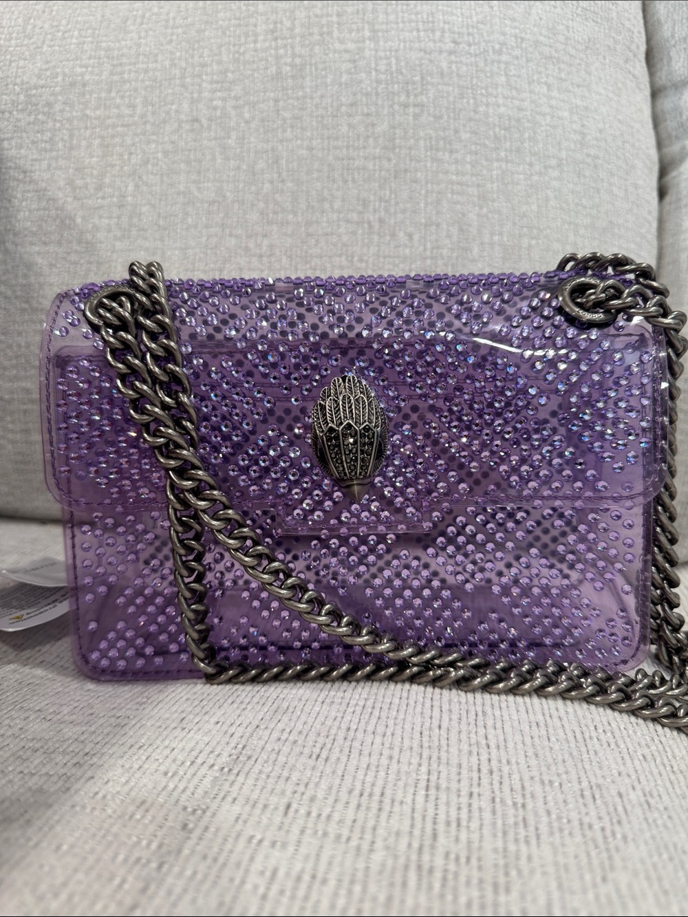 Kurt Geiger Purple Studded Clear STADIUM BAG